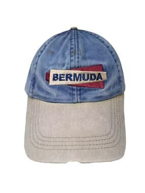 J Hats Bermuda Patch Baseball Cap Blue OS Adjustable Two Tone Strapback Hat